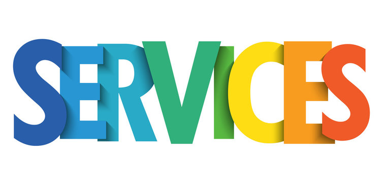 SERVICES colorful gradient typography banner