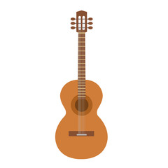 Fototapeta premium Musical instrument: classical or acoustic guitar. Six strings. Vector isolated flat illustration.