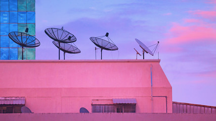 Satellite receiver on the building