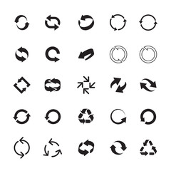 Set of vector arrows for web. Outline Refresh and Reload arrows. COLLECTION OF ICONS.