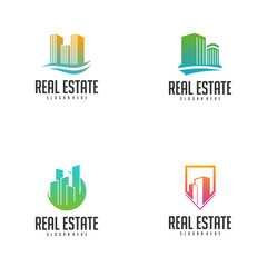 Set of Building Idea logo template, Modern City logo designs concept, Real Estate logo Vector Illustration