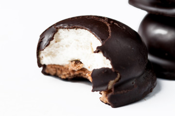 Chocolate candy isolated on white background.Copy space