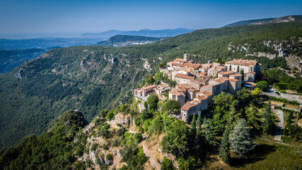 Fototapeta premium village in the mountain, on the rock with blue sky with sea view