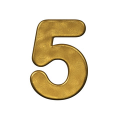 Golden foiled number 5 -  3d precious digit - Suitable for Business, luxury or fortune related subjects