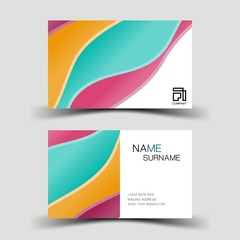 Colorful business card elements desing.  Front and back. On white background. 