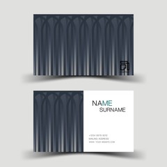 Black business card elements desing.  Front and back. On white background. 