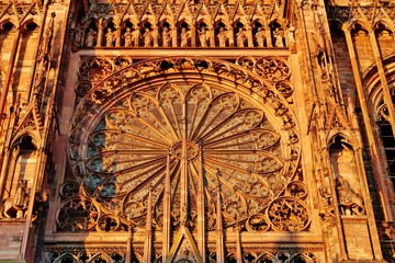 Straßburg, Münster, Fassade, Detail, Abendsonne