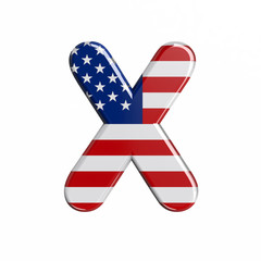Obraz premium USA letter X - Upper-case 3d american flag font - American way of life, politics or economics concept