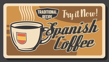 Spanish coffee traditional recipe, vector