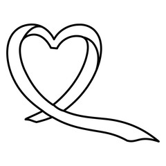 silhouette of breast cancer ribbon on white background