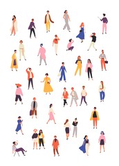 Fototapeta na wymiar People in fashionable clothes flat vector illustrations set. Stylish male and female models isolated design elements on white background. Fashion photographer, modern girls characters collection.