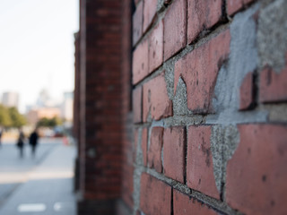 Obraz na płótnie Canvas perspective of a red brick wall.
