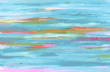 Abstract strip smear Brush stroke acrylic and watercolor painting.