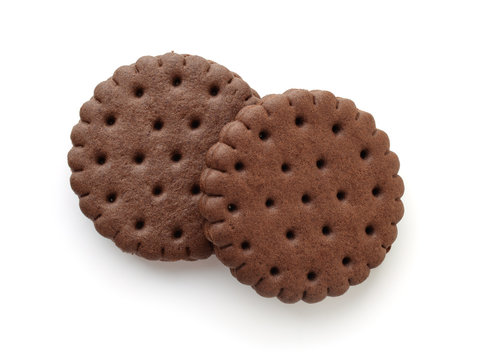 Top view of chocolate sandwich biscuits