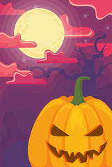 halloween pumpkin on halloween scene
