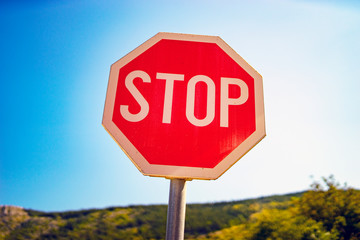 stop sign on the road