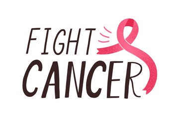 Fight cancer handwritten lettering