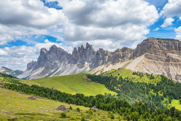 Scenic view at a mountain ridge in the dolomites