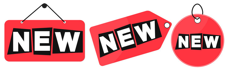 Set tags, New banners design template, vector illustration