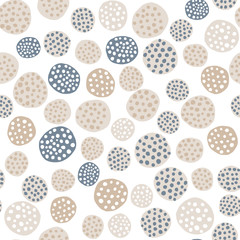 Hand drawn polka dot seamless pattern on white background.