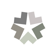 arrows combine in a star shape logo and icon, abstract vector design object for you project or logotype. vector illustration isolated on white background.