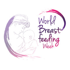 Tender mother lactating her newborn baby, promoting breastfeeding and care during World Breastfeeding Week.