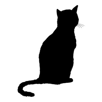 recommend clip art: Sitting Cat SIlhouette. Vector Black Feline Logo.