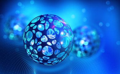 Artificial Intelligence. Computer mind. Quantum processor abstract concept 3d illustration. Digital Brain and Future Technologies