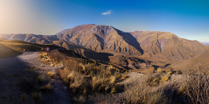 View of the road in "Cuesta del Obispo", in Salta, Argentina, on the road beetween Cachi and Salta