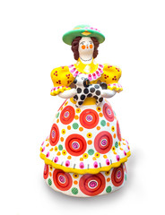 Dymkovo toy souvenir. Isolated on white background
