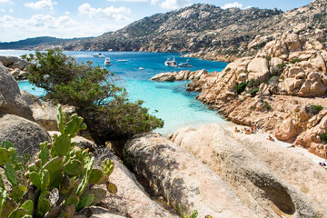 Panoramic view of Cala Coticcio on the island of Caprera, located in the La Maddalena archipelago...