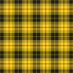 Yellow, black and red tartan plaid. English textile pattern. 