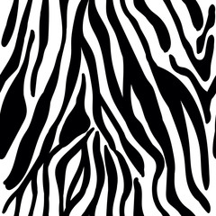 Seamless pattern with black zebra animal skin striped print texture fur
