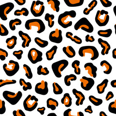 Seamless pattern with black jaguar leopard animal skin print texture fur