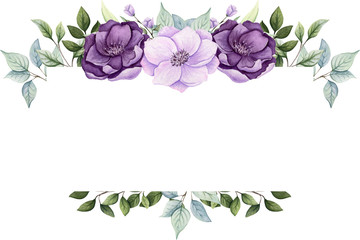 Frame with Watercolor Light Green Leaves