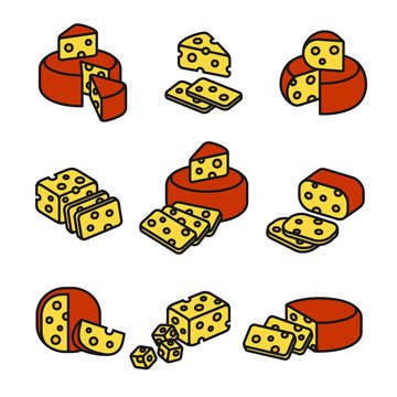 Cheese set. Collection icon cheese. Vector