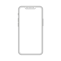 Outline drawing trendy smartphone. Elegant thin line style cellphone design.