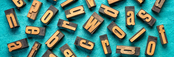 random wood type letters background