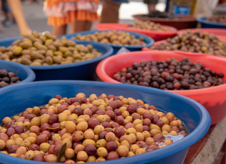 green, brown, and black olives for sale