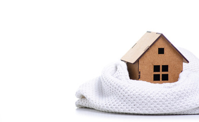house model warm heat on white background, heating system concept