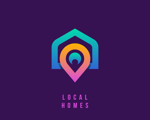 Local homes logo design concept. Creative house and map icon logo design template.