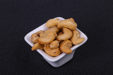 Cashew nuts heap in the bowl