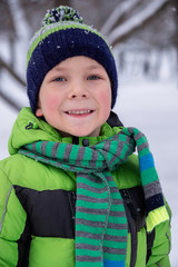 Portrait of boy in winter time