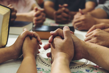 Group People hold hands to pray for God. - 292947794