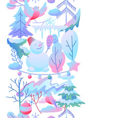Seamless pattern with winter items.