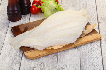Raw halibut fillet