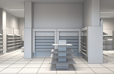 Fototapeta premium shopping mall, interior visualization, 3D illustration