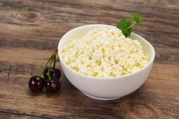 Fresh tasty curd in the bowl