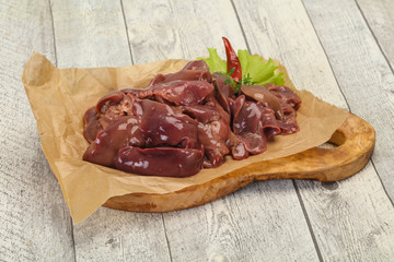 Raw chicken liver ready for cooking