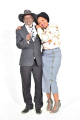 beautiful black female comforting with old age grand dad